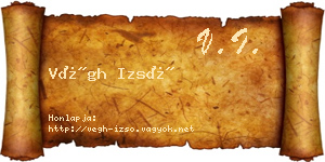Végh Izsó névjegykártya